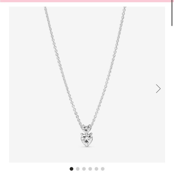 PANDORA Double Heart Pendant Sparkling Collier Necklace - Picture 1 of 5